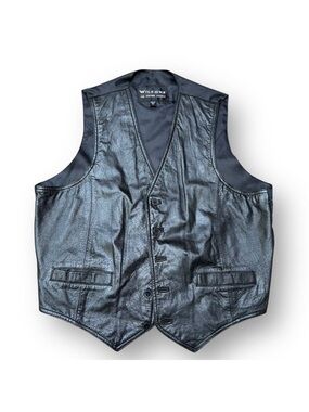 Wilsons Leather Men's Black Moto Vest Button Front Size XL Extra Large